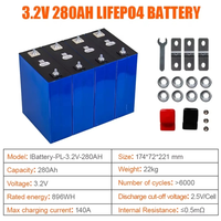 Baterai LiFePO4 3.2V 280Ah Isi Ulang Stok Baru EU, untuk Mobil Listrik DIY, RV, Energi Surya, Golf Cart, 8000 Siklus, Merek HYL