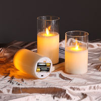 Bougie LED sans flamme à lumière chaude en verre transparent avec télécommande de Mermei's Moving Pillar