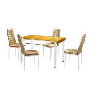 Mesa de comedor de cristal templado negro rectangular con diseño moderno de <span class=keywords><strong>KD</strong></span> con silla de cuero para el hogar - Product Image 3