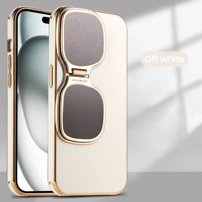faltbar galvanisiert Sonnenbrillenständer weiche TPU-Abdeckung für iPhone 15 Pro Max 13 14 12 Handyetuis