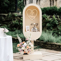 Support de Livre d'Or Audio en Cabine Téléphonique Métallique, Décoration de Mariage Intérieure Luxueuse