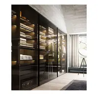 नई डिजाइन लकड़ी की अलमारी दर्पण बेडरूम फर्नीचर के लिए दरवाजा फिसलने के साथ डिजाइन