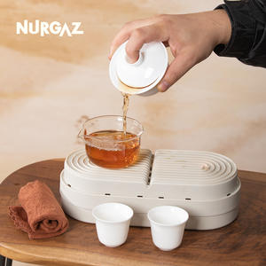 Juego de té portátil NURGAZ, kit de viaje de porcelana blanca, diseño compacto para uso en exteriores - Product Image 3