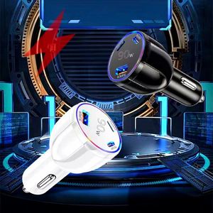 90W USB+2PD Magnetic Fireproof Car Charger Three-Port Fast Mobile Charger for Vehicles - Product Image 2