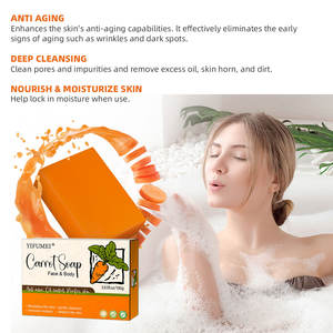 Venta al por mayor orgánico piel sensible hecho a mano blanqueamiento aligeramiento suave brillo zanahoria <span class=keywords><strong>natural</strong></span> jabón facial - Product Image 2