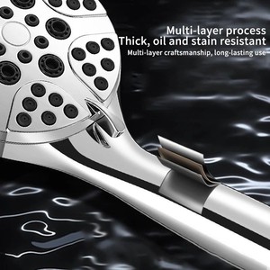 Pressurized Hand Shower Head 7.0gpm High Pressure Rain <b>Spray</b> Round Portable Showerhead with Electroplated <b>Silver</b> Black Finish - Product Image 4