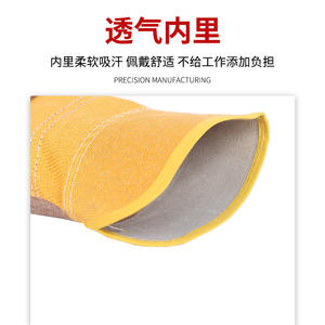 Gants courts en cuir de vachette jaune à deux couches, semi-cuir, gants de travail, isolants thermiques, résistants à l'usure, gants de soudage - Product Image 4