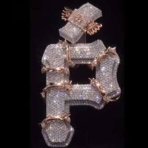 Colgante de Plata de Ley 925 Personalizado de Alta Calidad para Hombre, Estilo Hip Hop, con Letra P y Diamantes Redondos de Corte Brillante, Joyería de Lujo para Regalo - Product Image 2