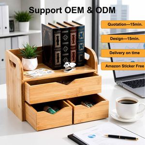 <span class=keywords><strong>Boîte</strong></span> de rangement cosmétique multifonctionnelle et écologique pour table, organiseur de bureau en bambou <span class=keywords><strong>à</strong></span> 3 niveaux pour la maison, le bureau et les fournitures de bureau - Product Image 1