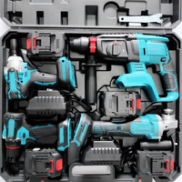 Kit combiné d'outils sans fil 4 en 1 avec quatre batteries lithium-ion et deux chargeurs pour la maison