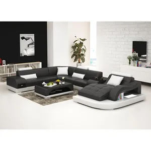 शांत काले बहु रंग असली लेदर सोफा सेट आधुनिक कमरे में रहने वाले फर्नीचर आराम सोफे
