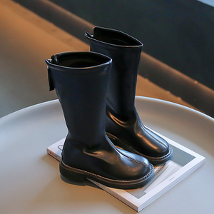 Trendy Autumn Winter Western Thick-sole Girls Shoes Long Boots Children Kids <b>Knee</b> <b>High</b> Leather Boots - Product Image 3