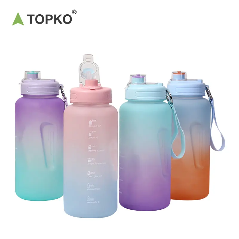 TOPKO 사용자 정의 로고 아마존 베스트셀러 2500ml BPA 무료 동기 부여 체육관 애완 동물 물병