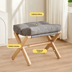 Tabouret pliant moderne en bambou pour la maison, banc à chaussures mobile pour l'entrée, repose-pieds pour petit espace, salon - Product Image 2