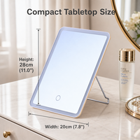 Miroir de Maquillage LED de Voyage avec Cadre Métallique, Portable, Pliable, Design Dimmable, Écran Tactile, pour Bureau