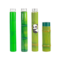 Botellas de Plástico PET Desechables y Ecológicas para Jugo/Refresco con Tapa, Diseño de Panda y Bambú, Etiquetas Personalizadas, Venta al Por Mayor