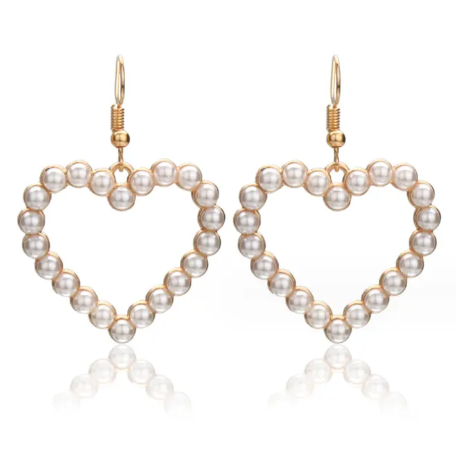 Vintage geometric heart sweet pearl bulk earrings for women