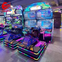 Simulateur de course automobile à double écran de 55 pouces avec détection de mouvement, pédales réglables, machine de jeu d'arcade d'intérieur en métal