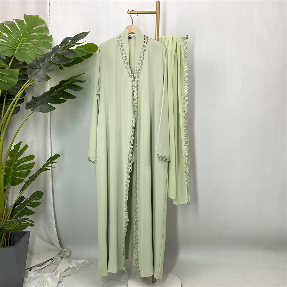 Abaya+hijab vert clair