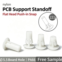 Entretoise en nylon à base plate pour PCB, support à bride, entretoise en plastique à clipser pour carte de circuit imprimé, isolation PA66, blanc, 6mm-18mm