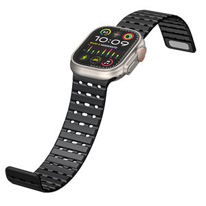 Bracelet perforé en silicone magnétique respirant pour bracelet de montre Apple intelligent 1 2 3 4 5 6 <span class=keywords><strong>7</strong></span> 8 9 SE Ultra 2 - Product Image 1