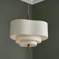 BAZHI Suspension LED en tissu Wabi-Sabi faite à la main, style rétro japonais, en lin, minimaliste, zen, 2700K, blanc chaud doux