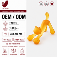 Anneau de dentition personnalisé en silicone pour bébé, jouet de dentition chat en silicone de qualité alimentaire, jouet à mâcher apaisant pour nourrissons, vente en gros OEM