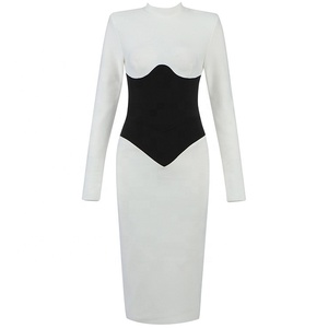 Abito estivo da donna a fascia per il nuovo anno <span class=keywords><strong>Sexy</strong></span> O collo a manica lunga aderente alla moda Club abiti da sera per feste Midi Vestidos da ballo - Product Image 1