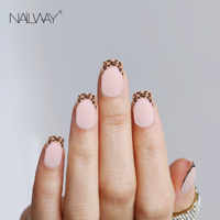 Faux ongles à presser Nailway Gel, courts, carrés, nude, mats, motif amande, couvrance totale, en acrylique