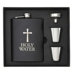 Hoge Kwaliteit 6Oz Rvs Zwart Heupfles Set Met Shot Glas En Trechter