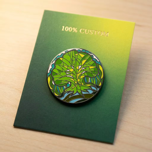 No MOQ Factory Custom Tree Enamel <b>Pin</b> <b>Badge</b> Stained Glass Zinc Alloy Hard Enamel Lapel <b>Pin</b> Nature - Product Image 1