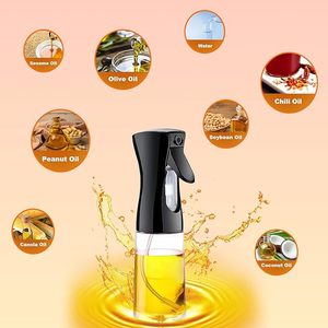Nouvelle mise à niveau vaporisateur et bouteille d'huile pulvérisateur noir 200ml bouteille de pulvérisation d'huile d'olive en verre pour la cuisine - Product Image 2