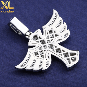 Hip Hop Jewelry Pass Diamond <b>Tester</b> 925 Sterling Silver VVS Moissanite Diamond Wing Design Cross Pendant for Men - Product Image 5