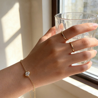 Bracelet en acier inoxydable plaqué or 18 carats, hypoallergénique, résistant au ternissement, étanche, avec zircon 3A, pour femmes - Vente en gros