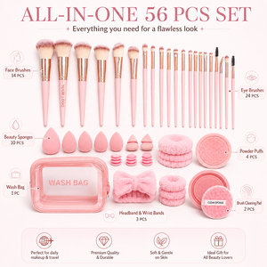 Ensemble de pinceaux de maquillage professionnel de 56 pièces, grande combinaison d'outils de beauté, lavage du visage, ombre à paupières, fard à joues, poudre pour cheveux, éponge de maquillage - Product Image 5