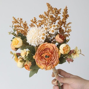 <b>Artificial</b> <b>Bouquet</b> Dried Flower Pink Coffee Orange Plastic Silk High Simulation Home Decor Living Room Desktop Ornament - Product Image 4