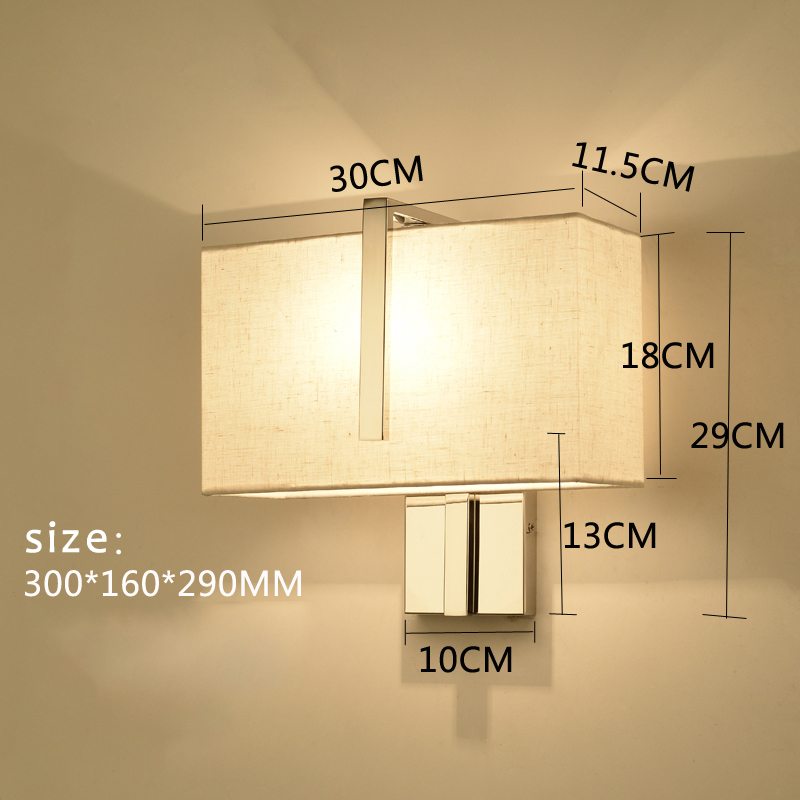 Designer Wall Light Modern Switch Fittings Square Shades Bedside Reading Led Wall Lamp Indoor Hotel Room Wall Mount Light