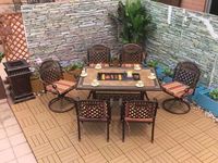 Ensemble de table et de chaises de barbecue de patio comprenant 6 cuisinières à gaz et fabriqué en aluminium moulé, ensemble de table et de chaises de patio/jardin d'extérieur