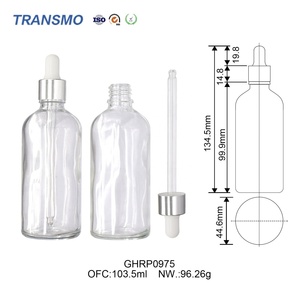 Flacon compte-gouttes rond en verre de luxe personnalisable de 100 ml pour crème visage et contour des yeux, et pour huile ou lotion - Product Image 3