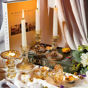 Candelabro de Vidrio Resistente con Base Gruesa y Cónica, Decoración de Lujo Europea para Cenas y Bodas, Candelabro de Cristal para Mesa - Product Image 2