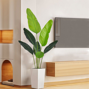 H116 Nouvelle plante artificielle Oiseau de <span class=keywords><strong>paradis</strong></span>, Arbre bananier à grandes feuilles en tissu de soie, en pot, pour décoration artistique maison et hôtel - Product Image 2