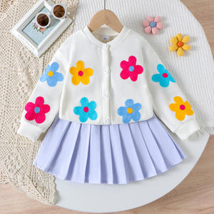 Vente flash Nouveaux modèles Robe pull pour <span class=keywords><strong>petites</strong></span> <span class=keywords><strong>filles</strong></span> Couleur unie Motif floral Ensemble de pull pour enfants Robes pull pour fille - Product Image 2