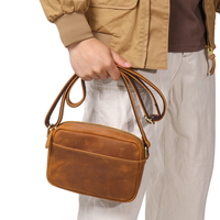 Sac bandoulière en cuir véritable Lumeaux pour homme, petit sac carré vintage avec sangle amovible, fournisseur OEM/ODM, logo personnalisé