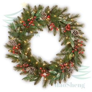 Guirnalda Navideña Preiluminada con LED, Decoración Artificial para Puerta, Adorno Navideño para el Hogar, Venta al por Mayor de Fábrica - Product Image 4