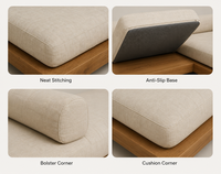 Ensemble de coussins de canapé d'extérieur beige sable, hydrofuges, résistants aux UV, séchage rapide, antidérapants, avec soutien profond pour la position assise et rembourrage personnalisé