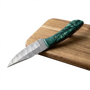 Couteau de survie et de chasse à lame fixe en acier Damas, pointe tombante, manche en bois, 23 cm - Product Image 3