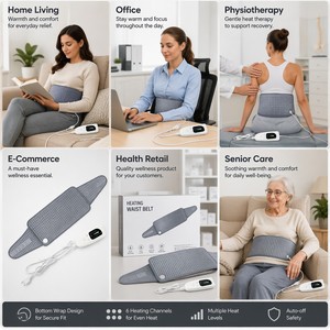 Cinturón Eléctrico Térmico de Cedro <span class=keywords><strong>para</strong></span> Cintura y Espalda, Calentador Lumbar con Compresa Caliente <span class=keywords><strong>para</strong></span> Alivio del Dolor, 6 Niveles, Temporizador, Felpa Suave - Product Image 6