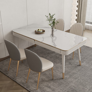 Mesa de Comedor Cuadrada Contemporánea con Base de Metal Resistente - Product Image 6
