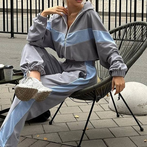 ชุดเซ็ตเสื้อแจ็คเก็ตและกางเกงวอร์มกำมะหยี่แบบซิปสองชิ้นสำหรับฤดูใบไม้ร่วงและฤดูหนาว  ชุดฮู้ดดี้แบบซิปผ้าฟลีซสไตล์สปอร์ต - Product Image 5