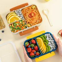 Vente en gros 100% Boîte à bento en plastique transparent étanche pour enfants 3 compartiments Boîte à lunch pour enfants sans BPA pour l'école